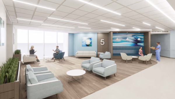 Rendering of the BayCare Hospital Manatee Family Waiting Area
