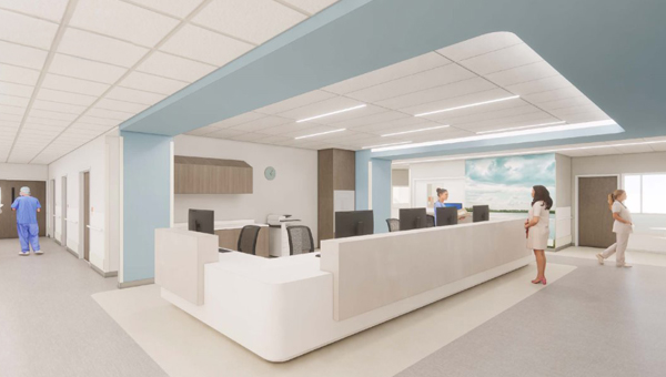 Rendering of the Nurses Station at BayCare Hospital Manatee