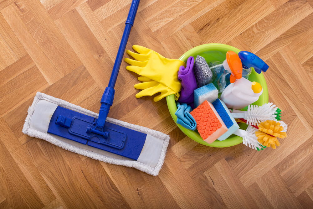 collection of cleaning supplies