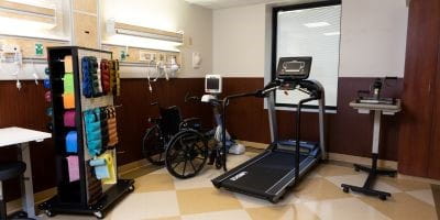 BayCare Alliant's on-site rehabilitation gym, featuring workout equipment.