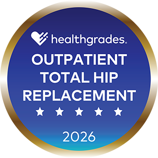 Healthgrades Outpatient Total Hip Replacement award 2026 badge