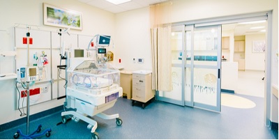 Inside of a NICU room at St. Joseph's Hospital South
