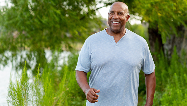 A man enjoying a walk outside