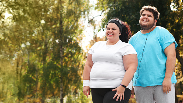 A couple enjoying a walk outside