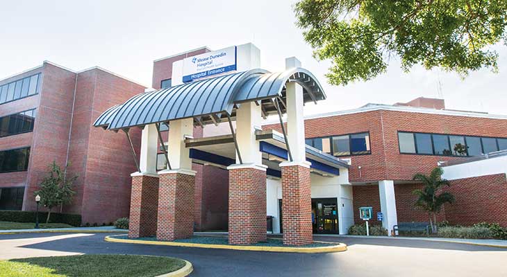Exterior of Mease Dunedin Hospital