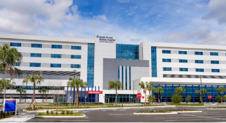 Exterior of South Florida Baptist Hospital