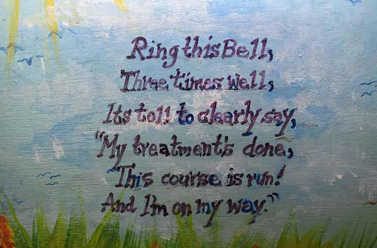 A poem in the infusion center about what the chemotherapy bell signifies