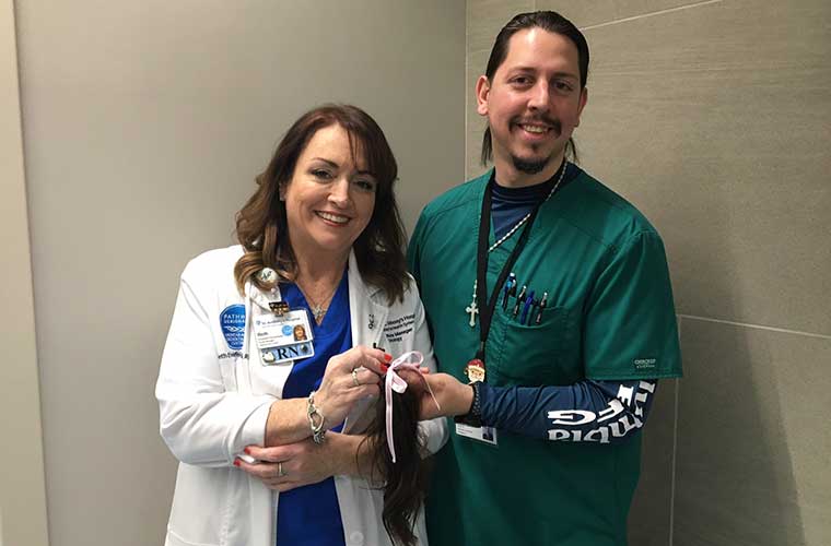 Oncology Team Members Make the Cut to Donate for Children Suffering Hair Loss