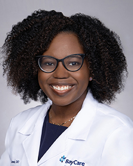 Headshot of JaLisa Jones, DO in a lab coat 