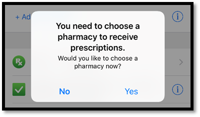 BayCareAnywhere screen for selecting a pharmacy