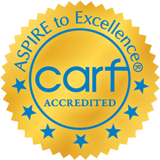 CARF accredited Aspire to Excellence logo