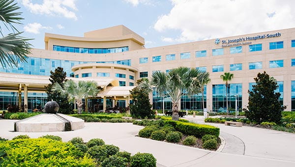 An exterior view of St. Joseph's Hospital South. 